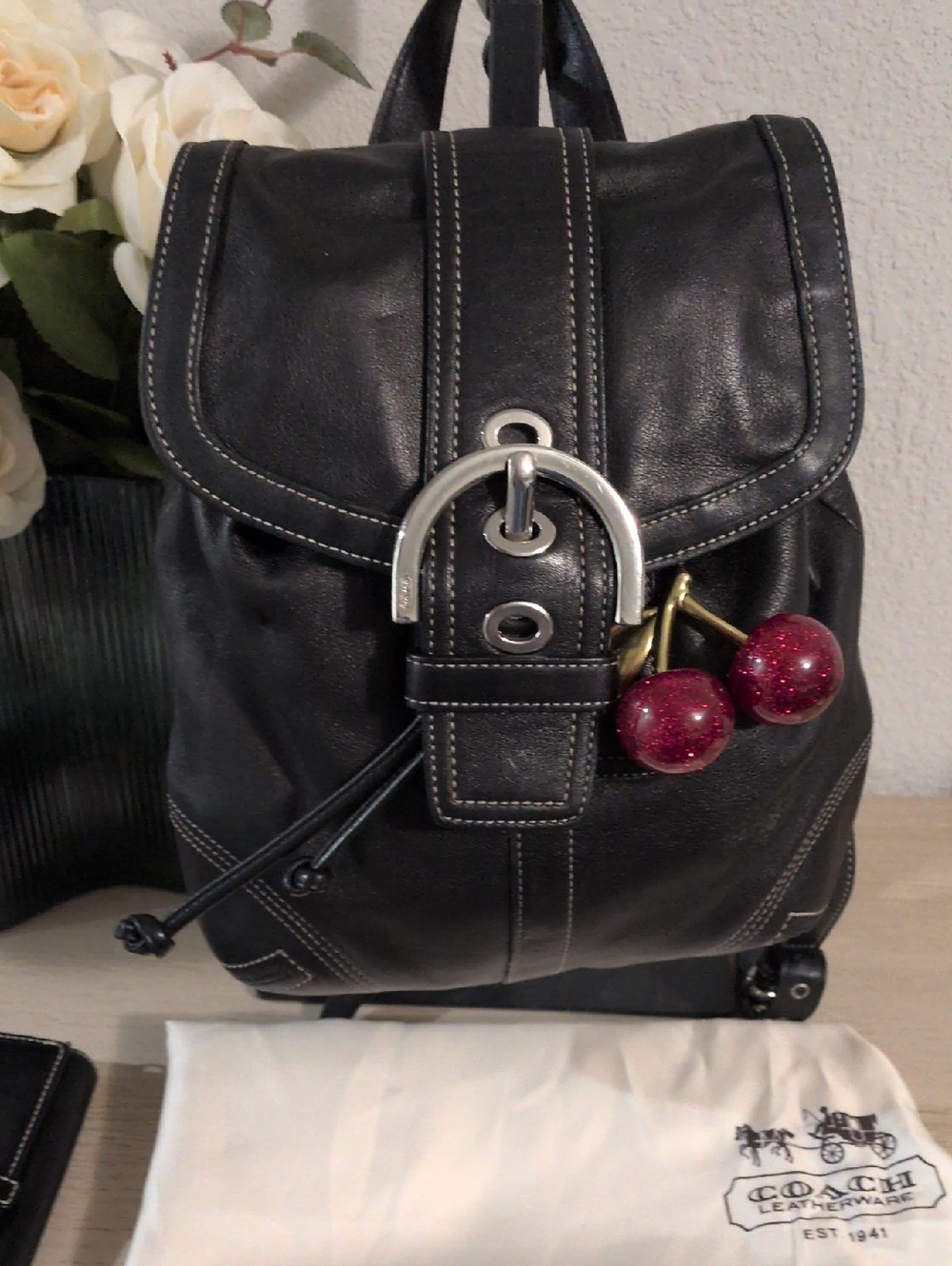 Y2K Coach Soho Black Leather Backpack Purse With Wallet Vintage VTG 90s - Picture 2 of 10